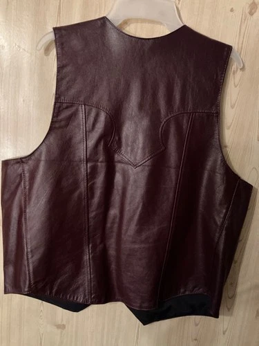 Vintage Creaciones GLR Burgandy Leather Vest  Size 40 Leon Cowboy Rancher Mexico image 2