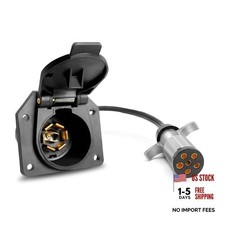 Premium 7 Pin to 6 Pin Trailer Light Adapter, 7 Way to 6 Wire RV Blade Black-2