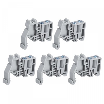 DIN Rail Mount Terminal Blocks End Stopper Screw Type Clamp Grey E/UK 30Pcs