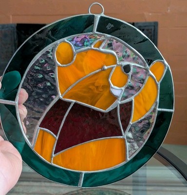 Winnie The Pooh Stain Glass Sun Catcher Window Stain Glass Art Handmade Leaded