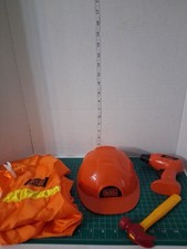 Tool Toy Lot Black Decker Safety Helmet Hammer Drill And Safety Vest Pretend