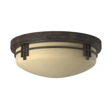 Mission Ridge 2-Lights Flush Mount Ceiling Light, 13 Inch Round Glass Lightin...