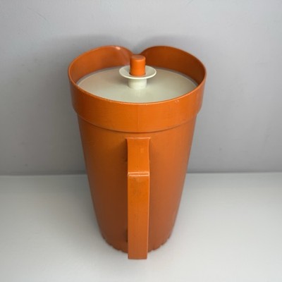 Vintage Tupperware Ernte orange Druckknopfverschluss großer Krug Kanne 23 cm hoch