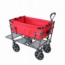 Mac Sports Double Decker Collapsible Outdoor Yard Cart Utility Garden Wagon Red