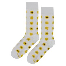 NWT Sunshine Dress Socks Novelty Men 8-12 White Crazy Fun Sockfly