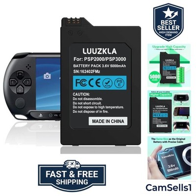 5000mAh PSP 2000/3000 Battery, New Upgrade Replacement for PSP 2000/3000 PSP-...