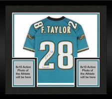 Framed Fred Taylor Jaguars Signed Mitchell & Ness '98 Teal Replica Jersey w/Insc