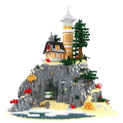 BDYDT Architecture Island Cave Lighthouse Micro Building Blocks Sets（5686