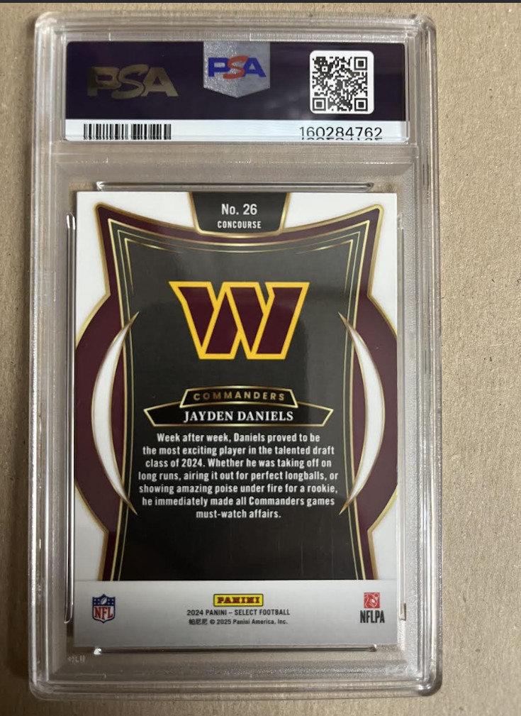 2024 Panini Select #26 Jayden Daniels Concourse RC (PSA 9 Mint)-COMMANDERS view 2