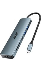 Acer USB C Hub, 7 in 1 Multi-Port Adapter for Laptop, 4K, HDMI Splitter with 2 U