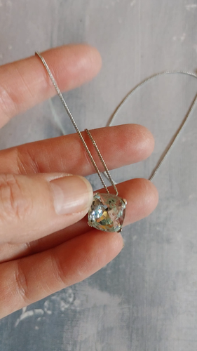 Vintage necklace chain silver tone metal clear crystal rhinestone pendant - Video 1 of 1