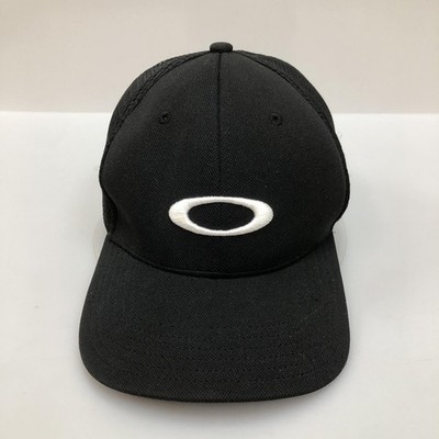 Oakley Hat Cap Fitted Mens Medium S/M Black Mesh Trucker O Logo Outdoor Casual