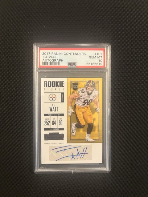 2017 Panini Contenders Rookie Ticket Auto T.J. Watt #102 PSA 10 Steelers