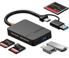 USB C 3.0 Dual Interface Multi Card Reader, OTG Adapter, with 4 Black