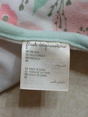 First Impressions Cotton Baby Blanket Pink Green Flowers Butterfly - Picture 3 of 4