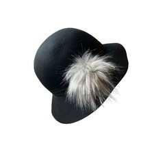 Vintage wool hat w/faux fir classy dressy professional
