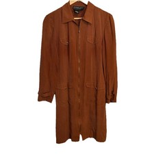 Vintage August Silk 100% Silk Dress Rust Orange Zipper Front Midi Length Size 10