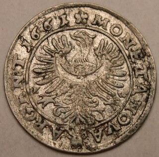SILESIA LIEGNITZ BRIEG 3 Kreuzer 1661 EW Silver Georg III. XF 1169