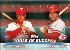 2001 Topps - Tools of Success Ivan Rodriguez, Johnny Bench #TC5 - Reds