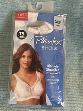 Playtex 18 Hour Bra 38DD Wirefree, White Ultimate Shoulder Comfort, Style 4693