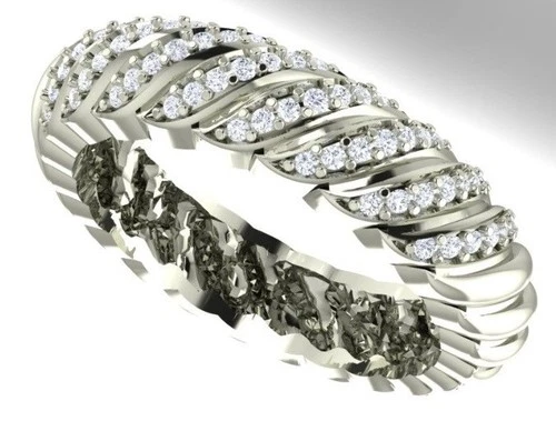 VVS1 D Round Moissanite Wedding Band 925 Silver Twisted Diamond Look Ring Size 7