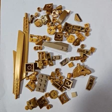 LEGO Bulk Lot  60+ Metallic Gold Tiles Slope Ingots Specialty Pieces Ninjago
