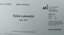 1 Ticket Felix Lobrecht, München, 16.10.2026, Sitzplatz nah an der Bühne!