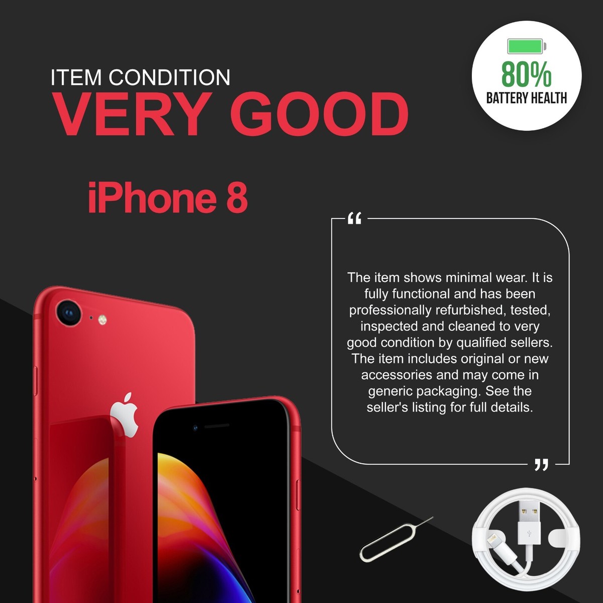 Apple iPhone 8 64GB/256GB -UNLOCKED -Very Good Refurbished All