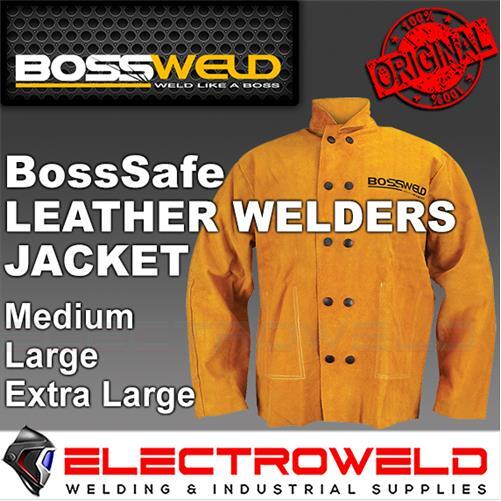 BOSSWELD Full Leather Welding Jacket, Heat Flame Resistant Proof