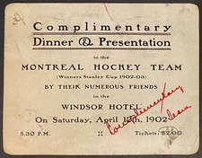 1902 Vintage Montreal Hockey Club Archie Hooper Photo and Dinner Invitation
