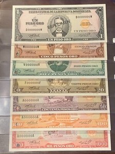 Dominican Republic 1 - 1000 Pesos 1976 "ESPECIMEN" +++Matching Signature Set+++