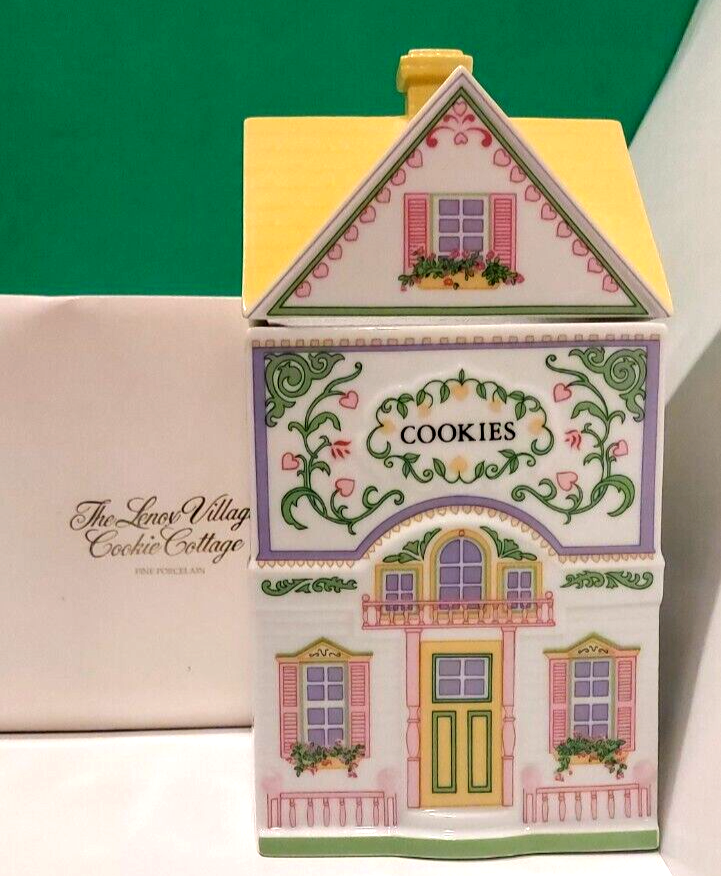 LENOX VILLAGE Pattern COOKIE COTTAGE CANISTER -- -- Treat Jar