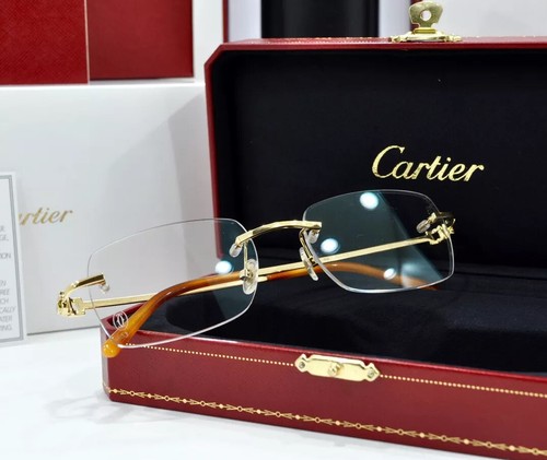 Occhiali Cartier Double C Rectangle Oro Massiccio 18K Rimless 100% Originali  New | eBay