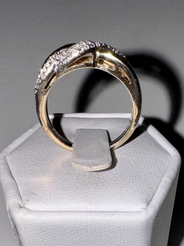 Sterling Silver 925 Gold Vermeil Diamond Wavy Cluster Ring Size 6.5 - Picture 6 of 10