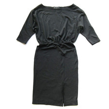 NWT by | Anthropologie Knit Column in Carbon Gray Boatneck Blouson Dress S