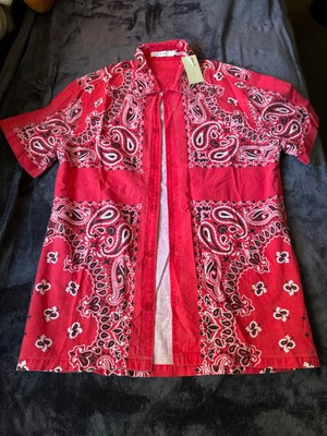 mnml Bandana Paisley Shirt Red White Black Men's Size Extra Small XS Brand New