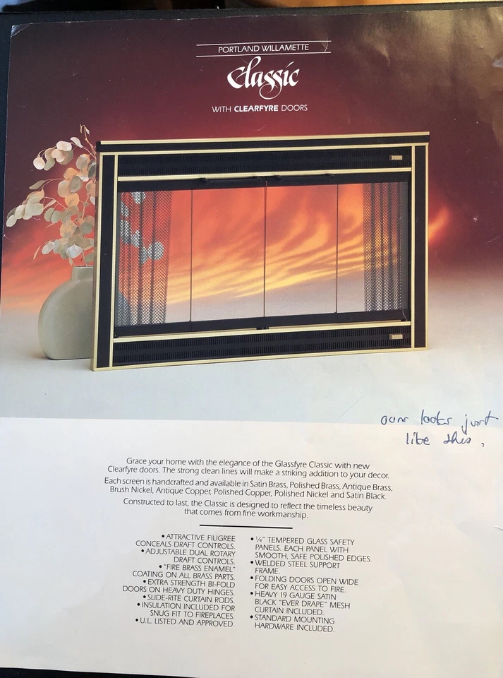 Glassfyre Puertas Clásicas de Vidrio para Chimenea, BiFold 40.5"W x 31"H. SOLO RECOGIDA LOCAL Foto 2 de 4