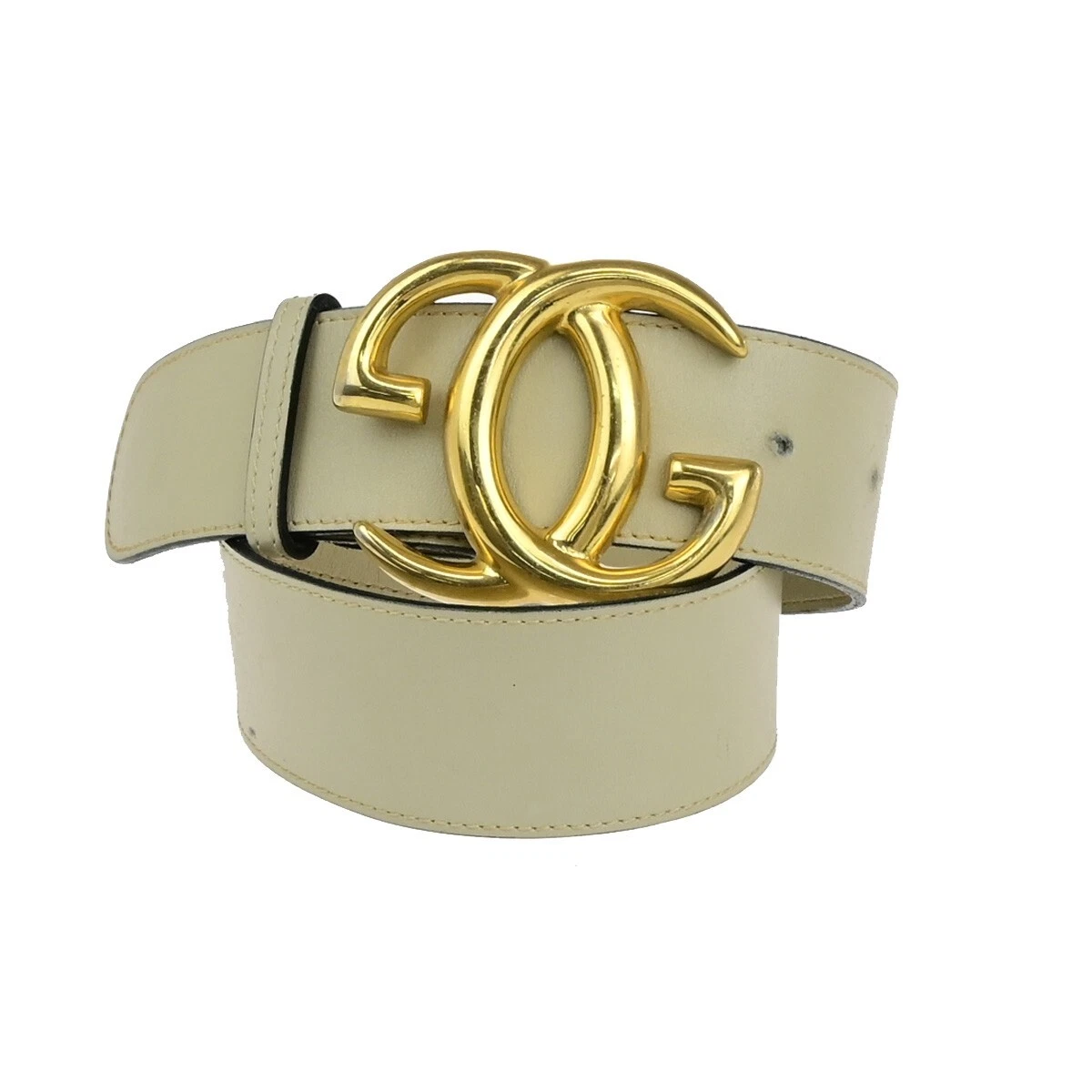 Ceinture emboîtable logo GUCCI GG 65 cuir beige GHW Made in Italy 09EC610