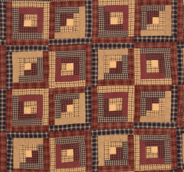 Edredón King cosido a mano cabina de troncos retazos rojo azul 100 % algodón Millsboro Foto 4 de 4