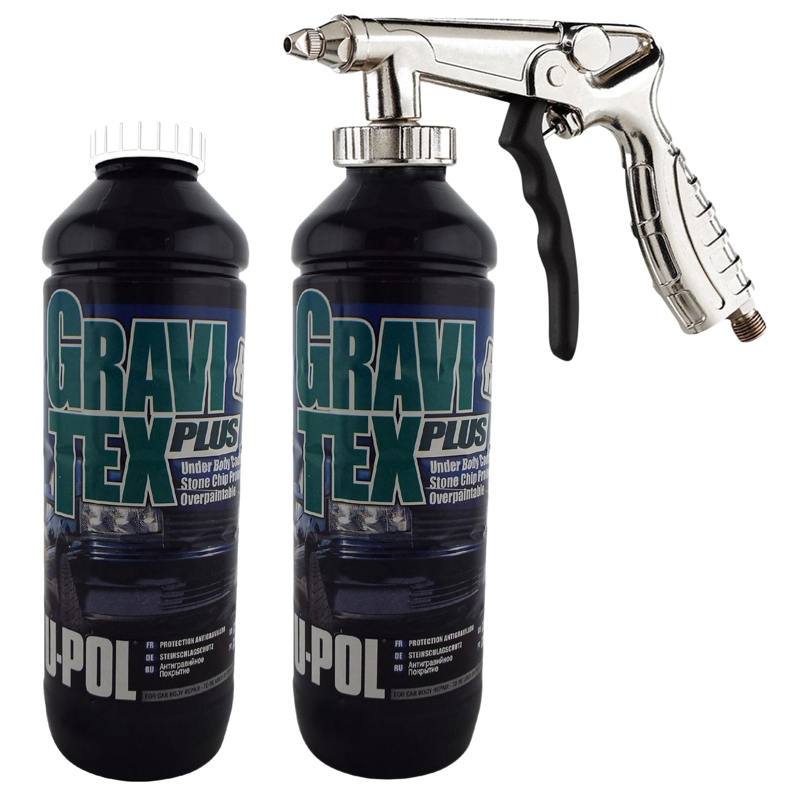 UPol GRAVITEX Stone Chip Overpaintable Protection Black 1 Litre x 3 Protector