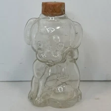 Vintage Miniature Puppy Dog Perfume Bottle Plastic Lid Glass Empty Manon Feres