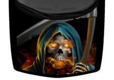 Fiery Grim Reaper  Truck Hood Wrap Vinyl Car Graphic Decal Colorful 58