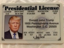 Donald Trump Presidential License Novelty ID ...