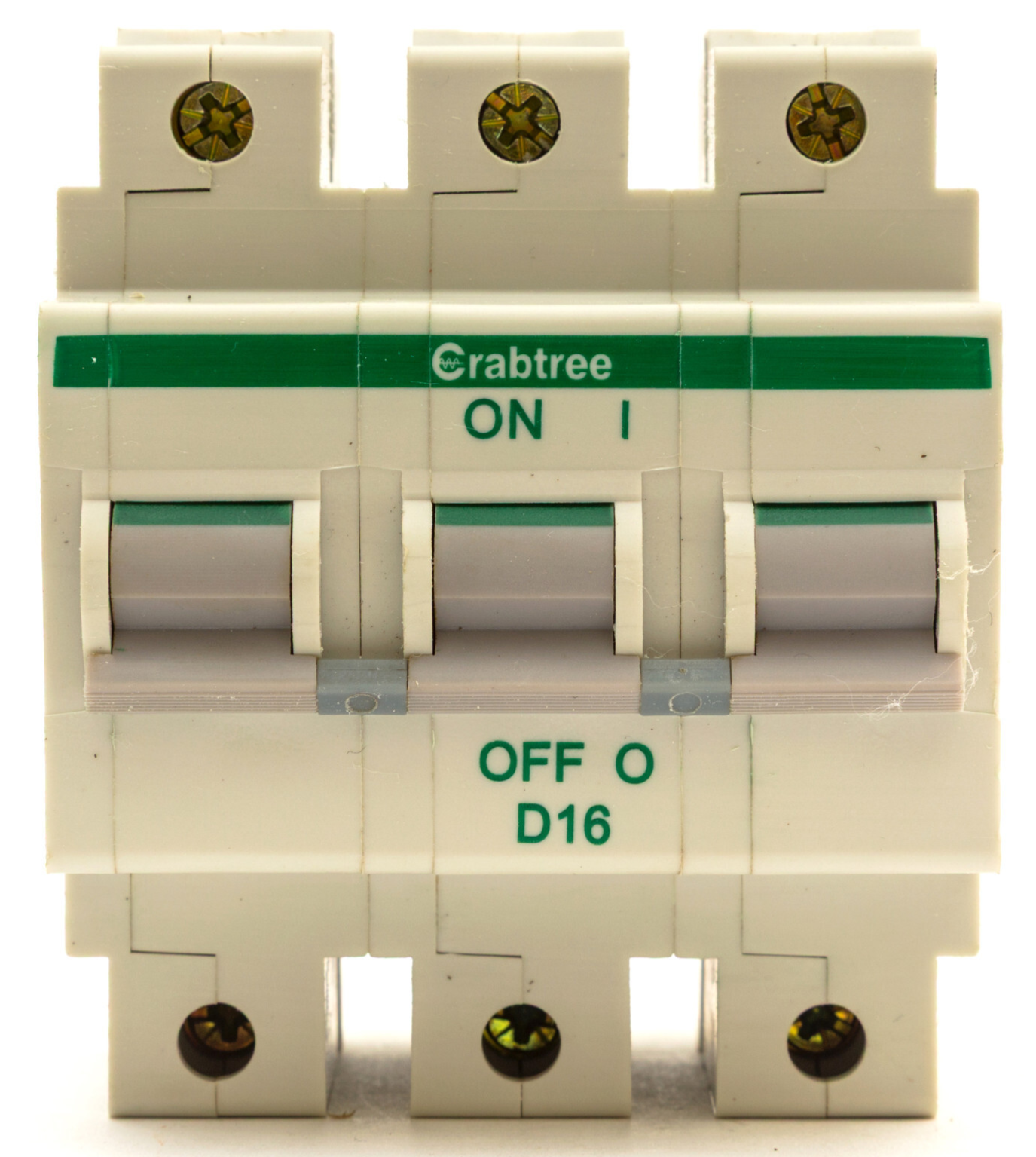 CRABTREE POLESTAR MCB 16 AMP D CURVE 16A D16 TRIPLE POLE 3 PHASE BREAKER 63D/16