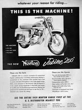 1959 Norton Jubilee 250 Motorcycle "This is the Machine" Original Ad 