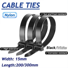 Extra Large Zip Ties Heavy Duty Cable Outdoor Thick Cable Ties White & Black 