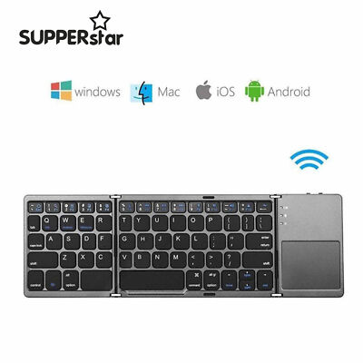 Bluetooth Keyboard Touchpad Foldable Tri-fold Wireless For iPad iPhone ASS