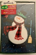 Hallmark Boxed Christmas Card Boxed Set Of 23 Snowman Broom Cardinal Bird NIB