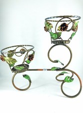 Angelots Cachepot un Porte Plante 2 Places Fer Forgé Avec Rose Et Feuilles