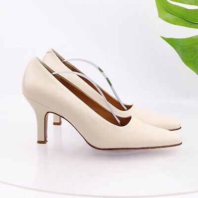 VTG Ralph Lauren Women's Pump Size 8 Heels Y2K White Leather VTG Ralph Lauren Women's Pump Size 8 Heels Y2K White Leather